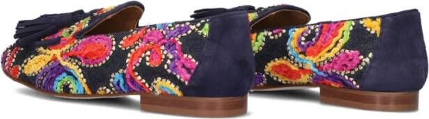 Pedro Miralles Blauwe Loafers met Kleurrijke Print Multicolor Dames