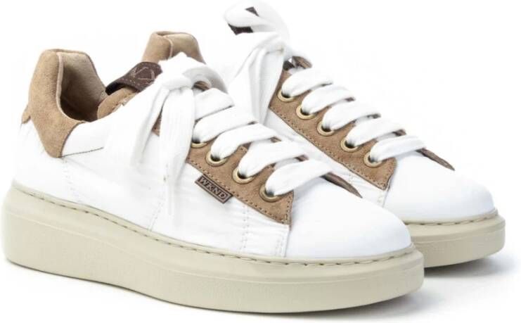 Pedro Miralles Nylon Vetersneakers met Suède Accenten White Dames