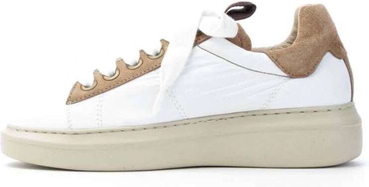 Pedro Miralles Nylon Vetersneakers met Suède Accenten White Dames