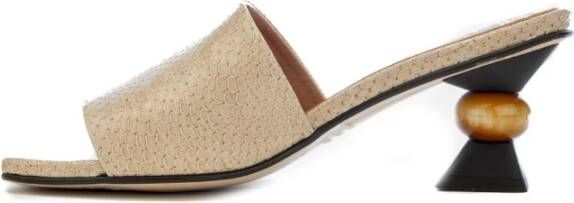 Pedro Miralles Python Print Sandal Strap Beige Dames