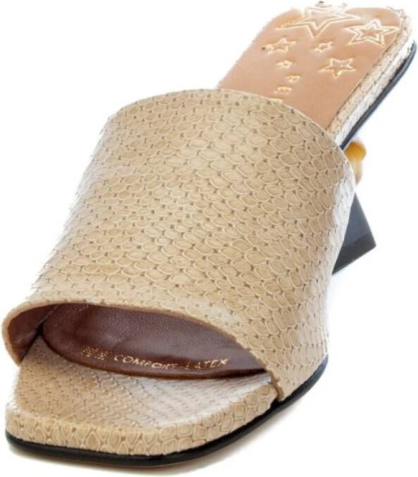 Pedro Miralles Python Print Sandal Strap Beige Dames