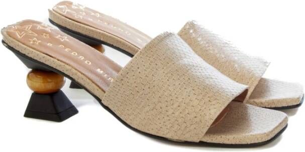 Pedro Miralles Python Print Sandal Strap Beige Dames