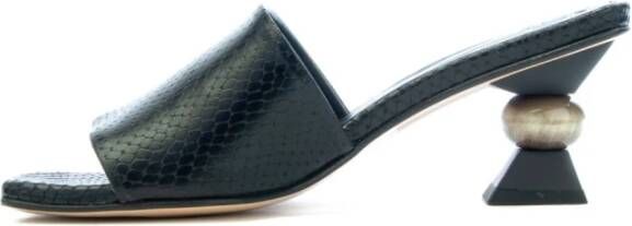 Pedro Miralles Python Print Sandal Strap Black Dames