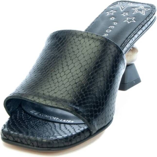 Pedro Miralles Python Print Sandal Strap Black Dames