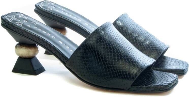 Pedro Miralles Python Print Sandal Strap Black Dames