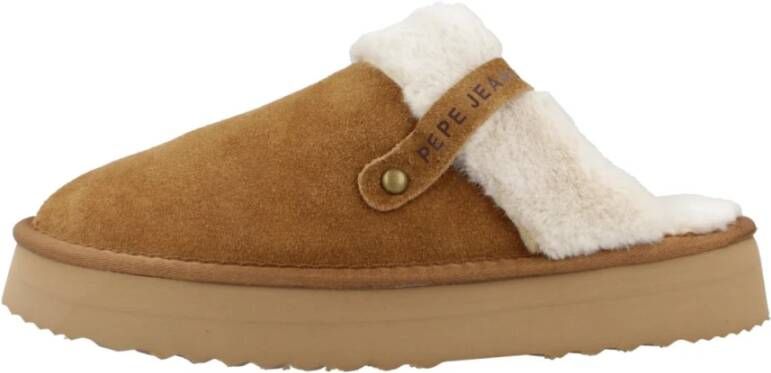 Pepe Jeans Comfortabele Winter Pantoffels Brown Dames