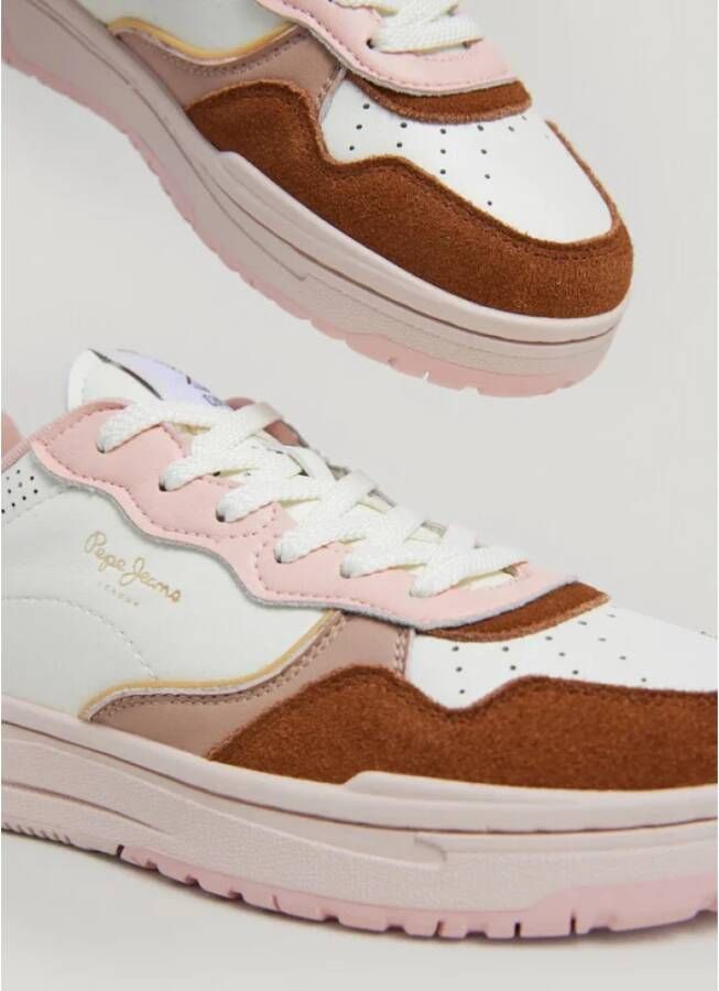 Pepe Jeans Klassieke leren sneakers met suède details Multicolor Dames