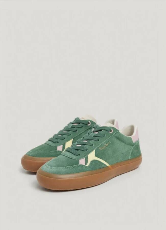 Pepe Jeans Retro Suède Sneakers Green Dames