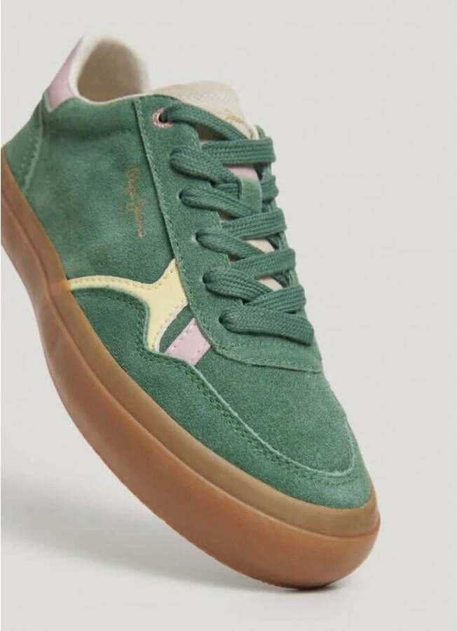 Pepe Jeans Retro Suède Sneakers Green Dames