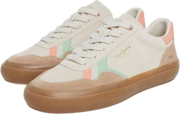 Pepe Jeans Retro Travis Sneakers Beige Dames