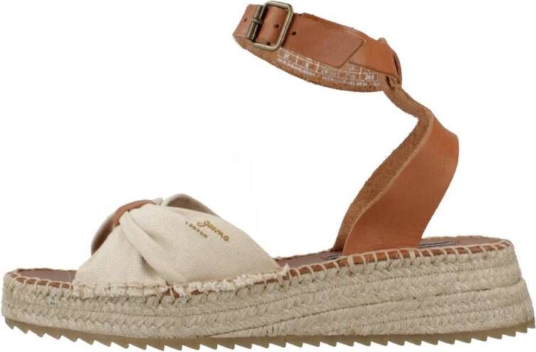 Pepe Jeans Stijlvolle platte sandalen voor vrouwen Brown Dames