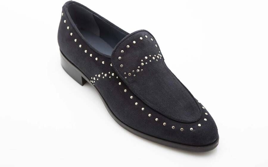 Pertini Blauwe Suède Loafers met Studs Blue Dames