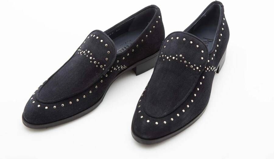 Pertini Blauwe Suède Loafers met Studs Blue Dames