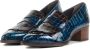 Pertini Instappers Dames Instapschoenen Damesschoenen Leer Dierenprint 32542 combi Blauw combi - Thumbnail 6