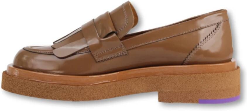 Pertini Leren Loafer met Paarse Zool Detail Brown Dames