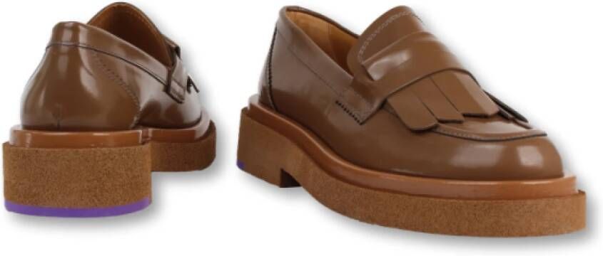 Pertini Leren Loafer met Paarse Zool Detail Brown Dames