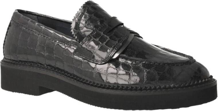 Pertini Zwarte leren loafers met antifaz detail Black Dames