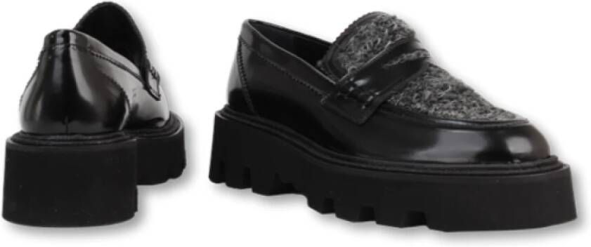 Pertini Zwarte Loafer met Grijze Details Black Dames