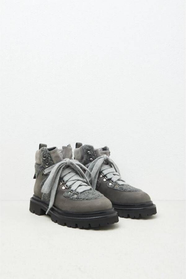 PESERICO Echt leer en eco-bont bergschoenen Gray Dames