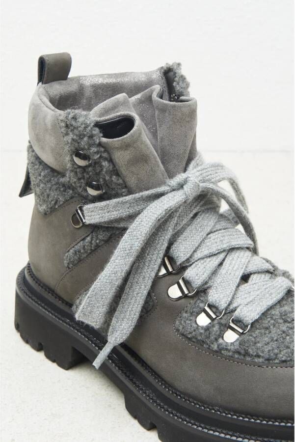 PESERICO Echt leer en eco-bont bergschoenen Gray Dames