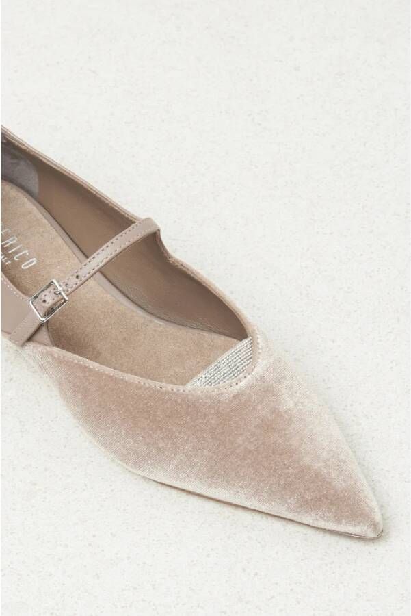 PESERICO Leren en fluwelen ballerina flats Brown Dames