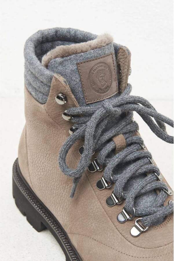 PESERICO Nubuck lederen en schapenvacht bergschoenen Brown Heren