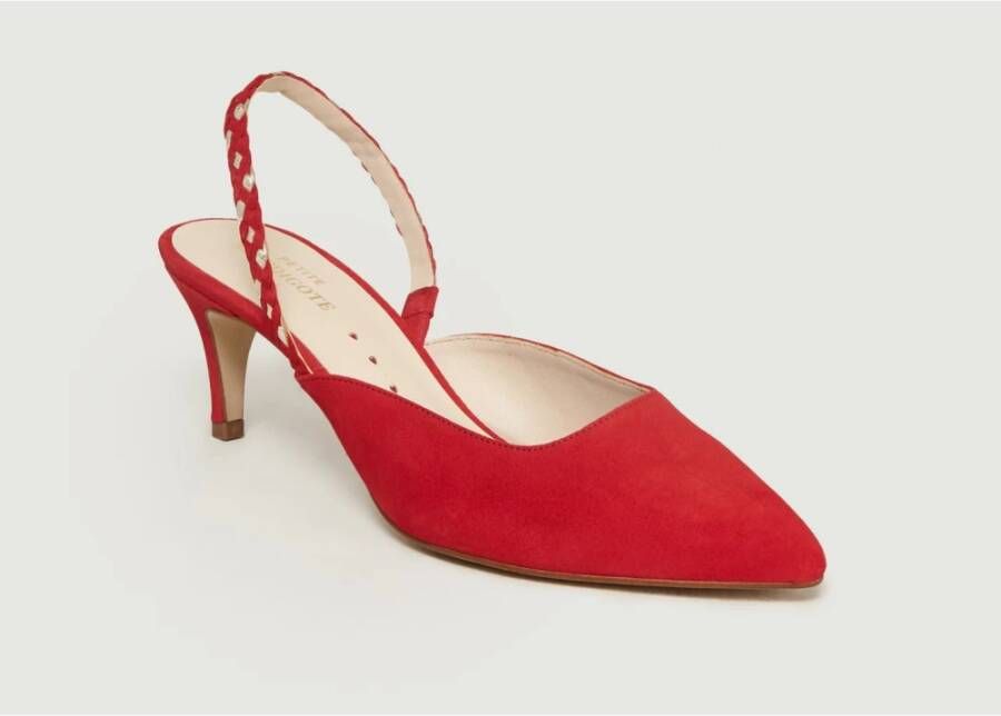 Petite Mendigote Rode Suède Puntige Neus Slingbacks Red Dames