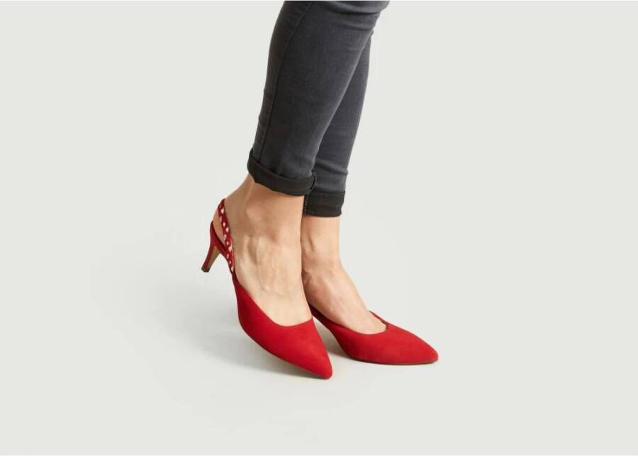 Petite Mendigote Rode Suède Puntige Neus Slingbacks Red Dames