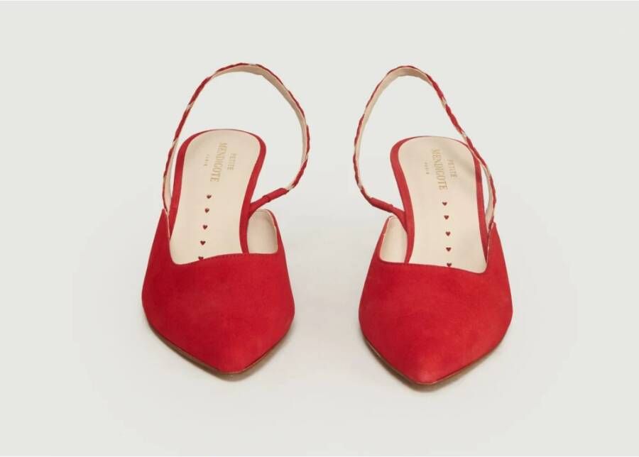 Petite Mendigote Rode Suède Puntige Neus Slingbacks Red Dames