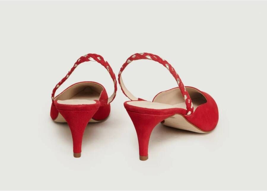 Petite Mendigote Rode Suède Puntige Neus Slingbacks Red Dames