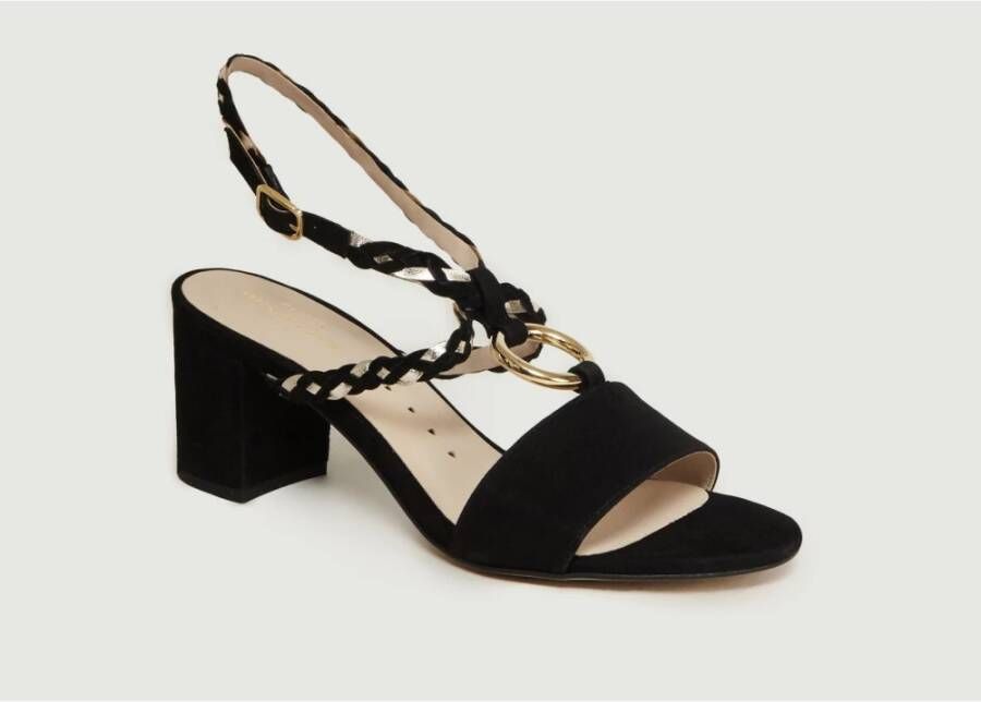 Petite Mendigote Zwarte Suede Hepburn Sandalen Black Dames