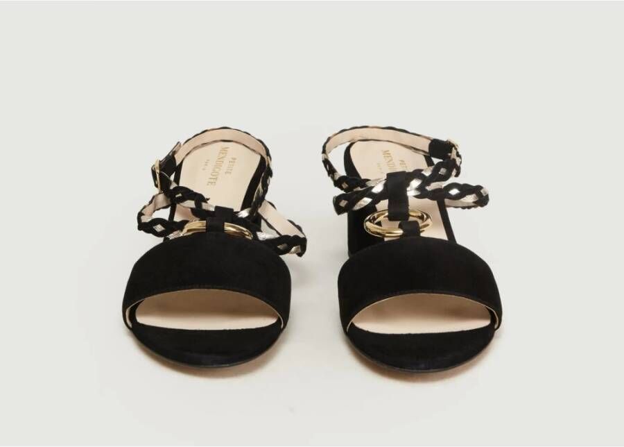 Petite Mendigote Zwarte Suede Hepburn Sandalen Black Dames