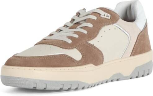 Peuterey Leren Sneakers met Vetersluiting Beige Heren