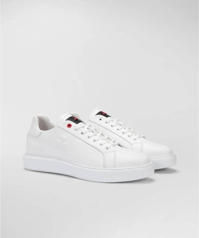 Peuterey Witte leren sneakers met rode details White Heren