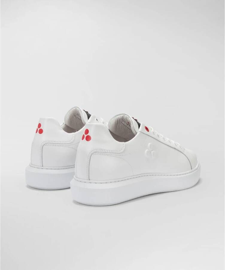 Peuterey Witte leren sneakers met rode details White Heren