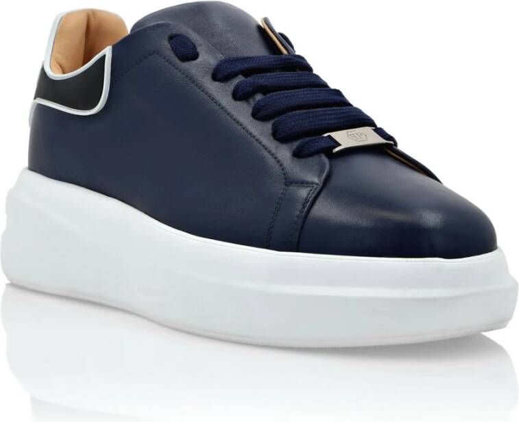 Philipp Plein Blauwe Leren Sneakers Blue Heren