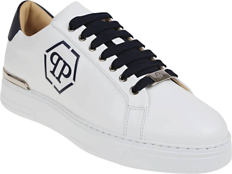 Philipp Plein Blauwe Leren Sneakers Stijlvol Model White Heren