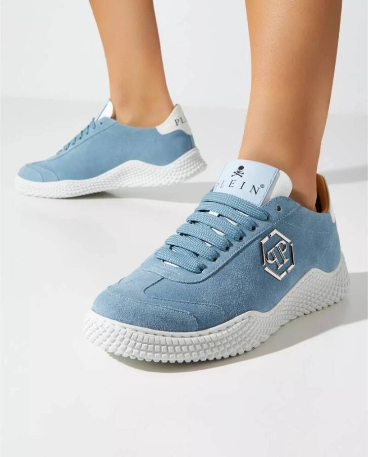 Philipp Plein Blauwe Suède Runner Sneakers Blue Dames