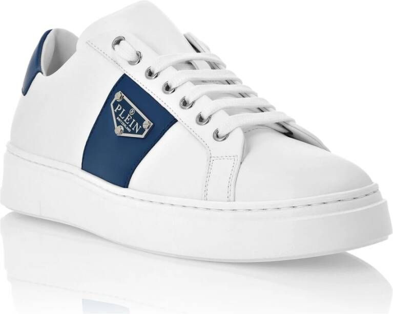 Philipp Plein Embleem Leren Lage Sneakers White Heren