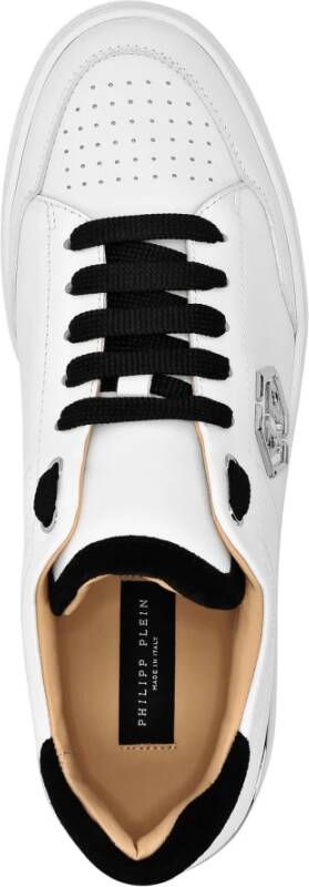 Philipp Plein Geperforeerde leren sneakers met contrast hiel White Heren