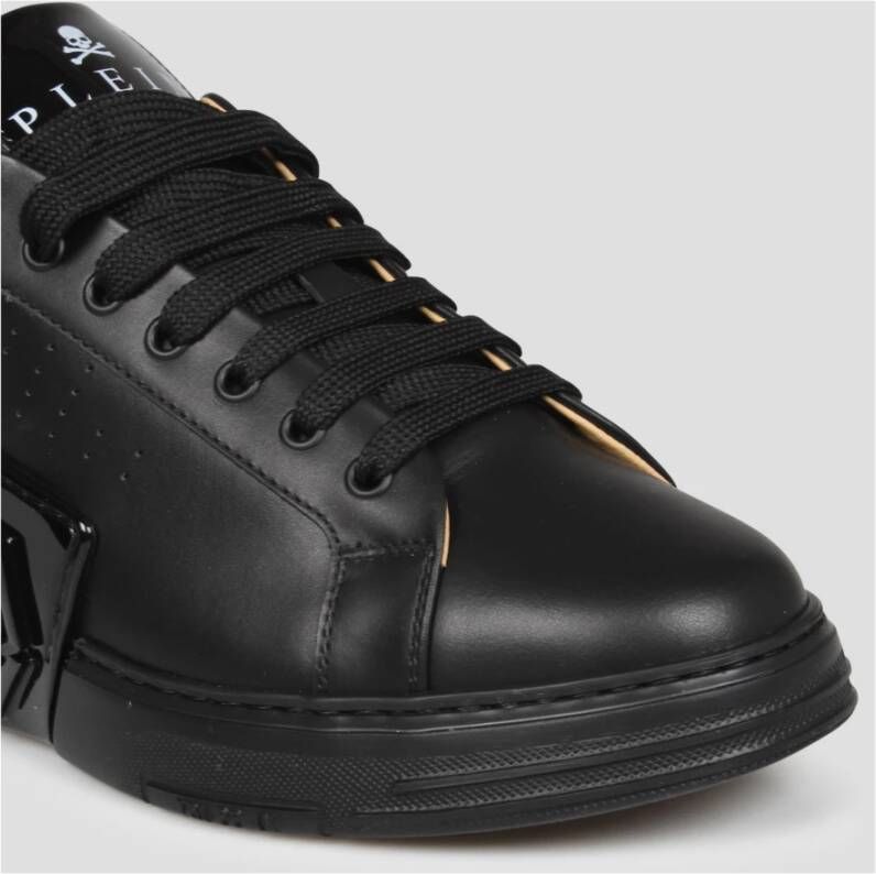 Philipp Plein Hexagon Leren Sneakers Black Heren