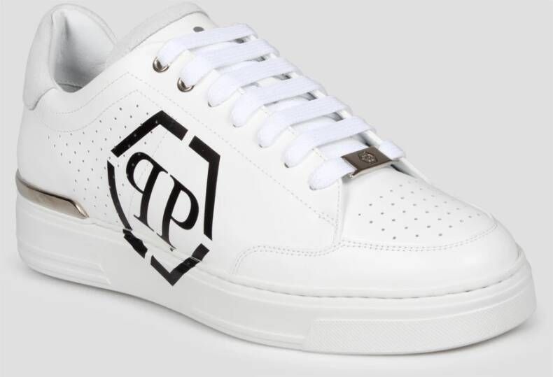 Philipp Plein Hexagon Leren Sneakers White Heren