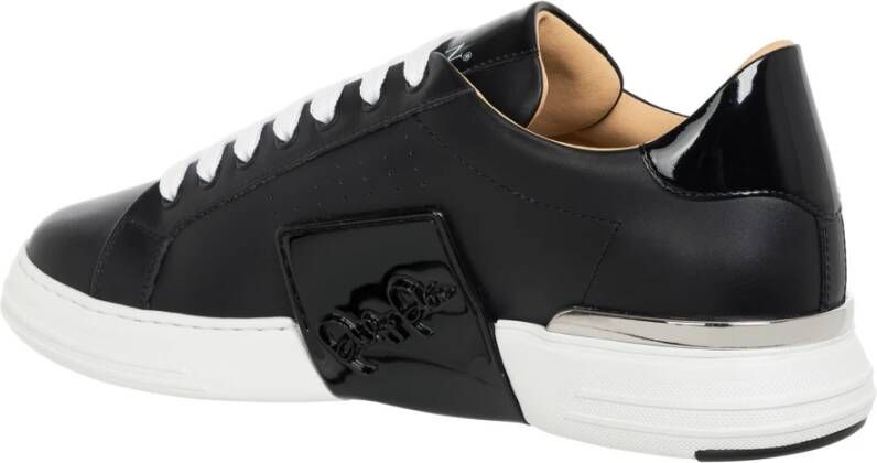 Philipp Plein Hexagon Lo-Top Sneakers Effen Vetersluiting Black Heren