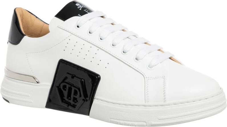 Philipp Plein Hexagon Lo-Top Sneakers Effen Vetersluiting White Heren