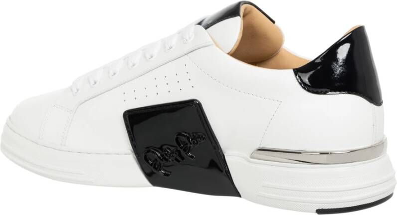 Philipp Plein Hexagon Lo-Top Sneakers Effen Vetersluiting White Heren