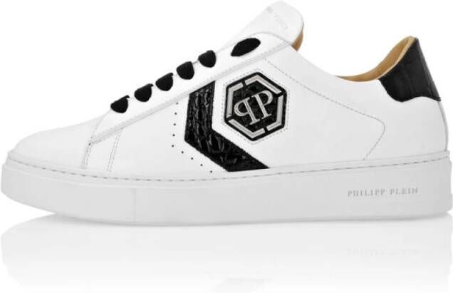 Philipp Plein Hexagon Low-Top Leren Sneakers White Heren