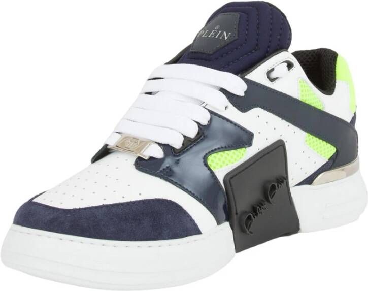 Philipp Plein Leren Lo-Top Sneakers in Blauw Multicolor Heren