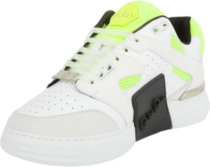 Philipp Plein Leren Lo-Top Sneakers in Geel Multicolor Heren