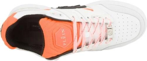 Philipp Plein Leren Lo-Top Sneakers in Wit White Heren