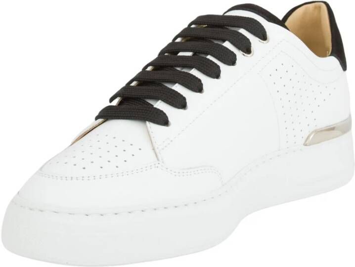 Philipp Plein Leren Lo-Top Sneakers in Wit White Heren